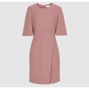 Reiss Myra Crissover Wrap Front Dress Pink Mauve Knee Length Size 0